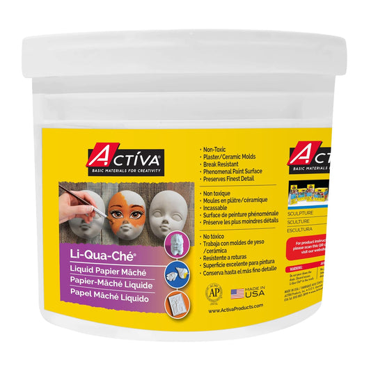 ACTVA Products Li-Qua-Che Pourable Paper Mache Air Cured Casting Compound, 1-Gallon, White