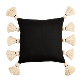 Mud Pie Square Black Tassel Pillow, 18" x 18"