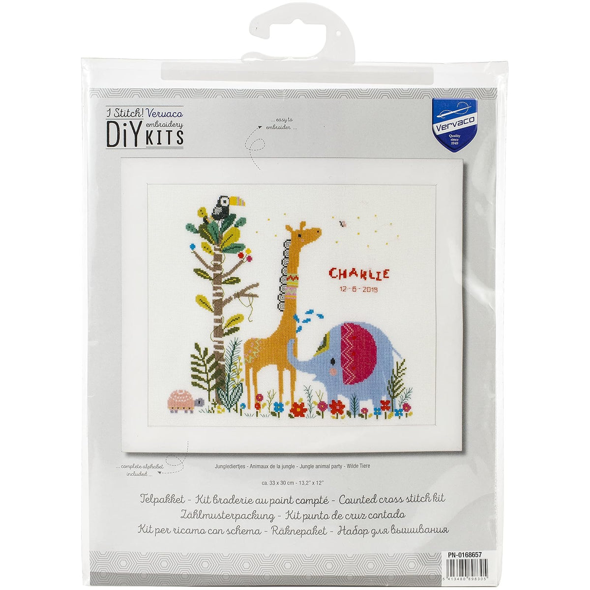Vervaco Art Craft Kit, By the yard, Jungle Animal Party (14 Count)