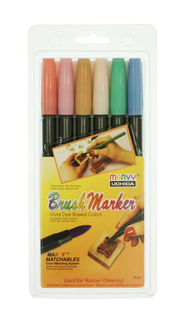 Uchida 1500-6B 6-Piece Pastel Brush Marker Set
