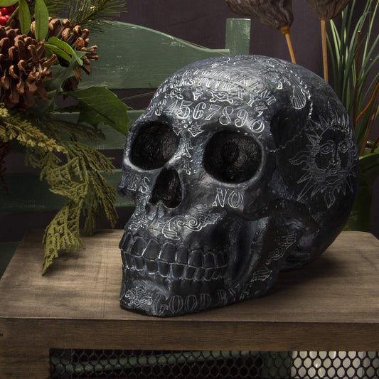 Pacific Trading SUMMIT COLLECTION Black Ouija Skull Spirit Paranormal Black Magic Halloween Decorative Sculpture Collectible 8 inch L