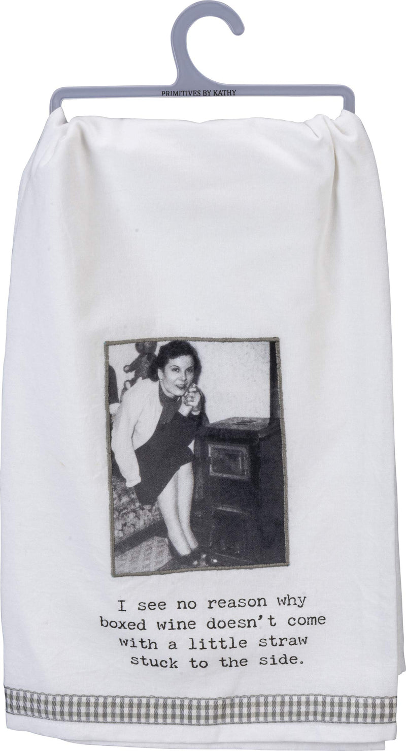Primitives by Kathy Boxed Wine Should Come with A Straw Cotton Dish Towel 28x28