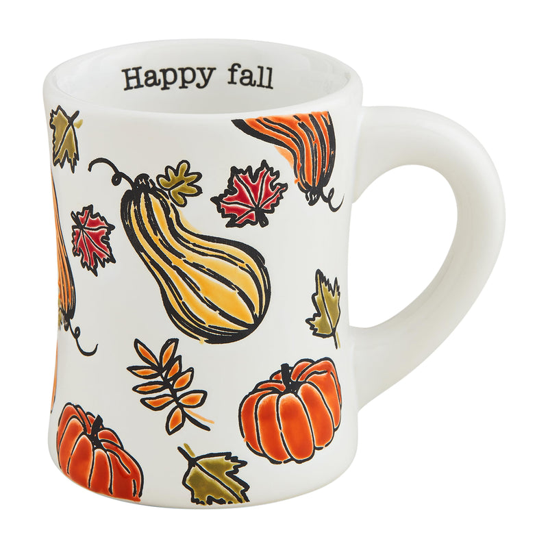 Mud Pie Thanksgiving Pattern Mug, Happy, 14 oz