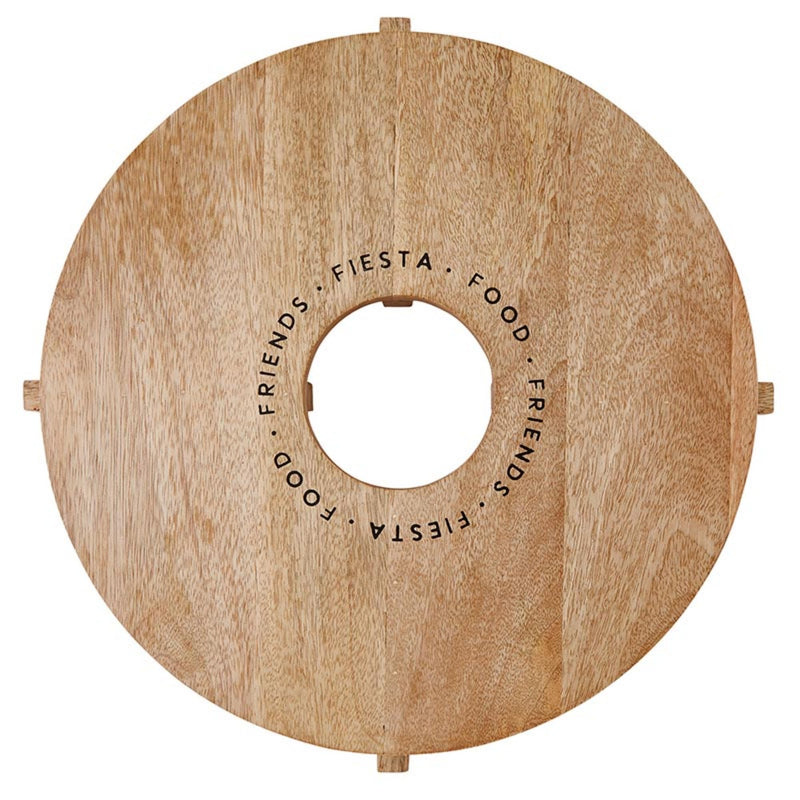 Santa Barbara Design Studio Mango Wood Charcuterie Boards Cheese Board Round Tequila Bottle Holder Cutting Board, 15" Diameter, Fiesta Food Friends