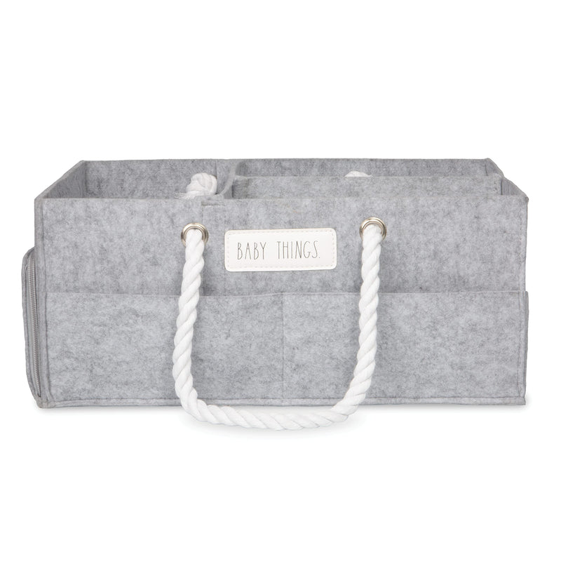 Rae Dunn Baby Diaper Caddy Organizer, Baby Things Storage Organizer for Nursery, Changing Table and Car, Portable Basket for Baby Items, Baby Shower Gifts, Grey Felt with Rope Handles, Large