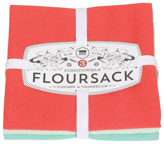 Now Designs Floursack Kitchen Dish Towels Fiests/Jade/Lucite 20 x 30in, Set of 3