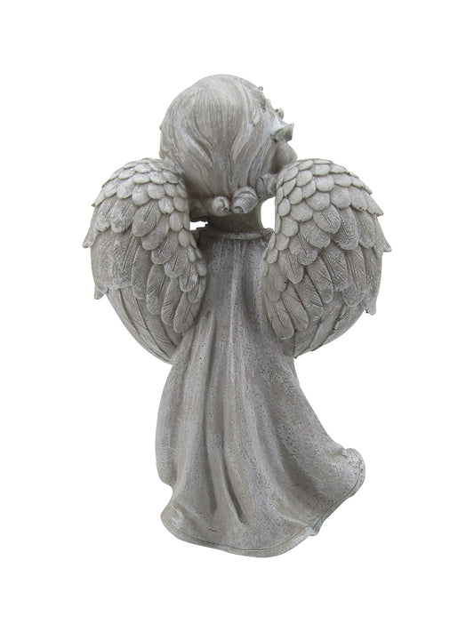 Comfy Hour Faith and Hope Collection Resin 12"  Peaceful Cherub Praying Angel Figurine, Gray
