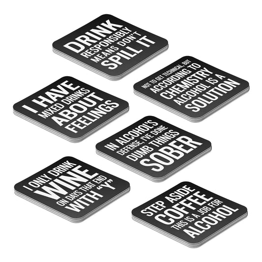 Blue Sky Clayworks Lillian Rose Black & White Set of 36 Drinking Coasters, One Size, Black