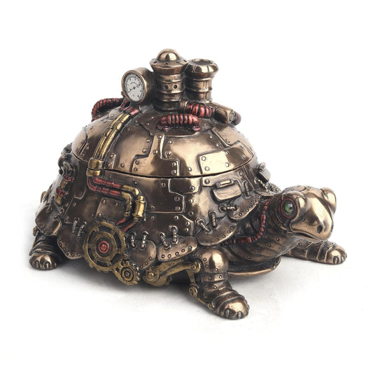 Unicorn Studio Veronese Design Resin Decorative Boxes Amazingly Detailed Steampunk Tortoise Trinket Box 6.75 X 4 X 4 Inches Bronze