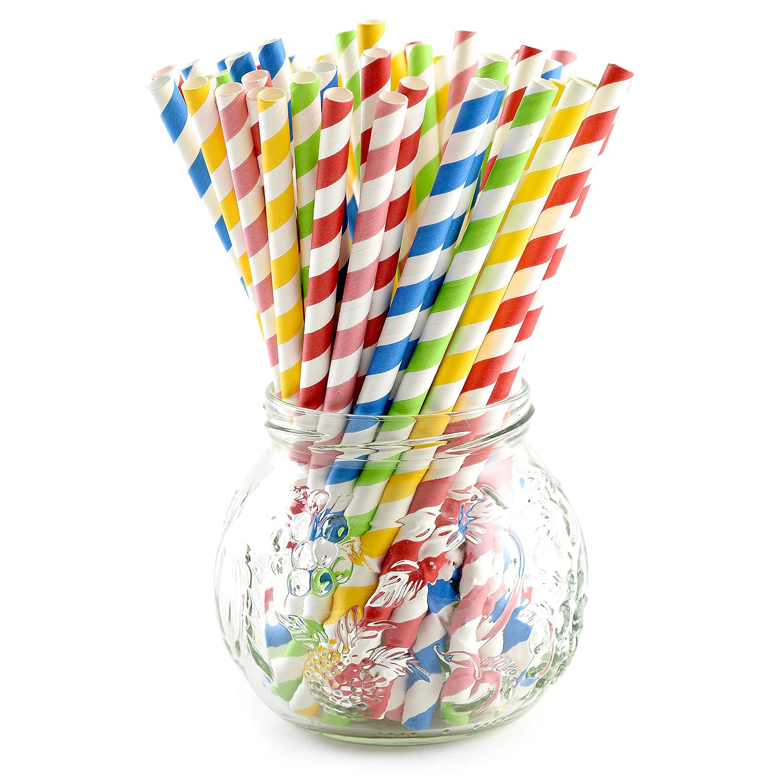 Norpro Paper Drinking Straws, Smoothie Size (100 Pack), 100% Biodegradable-Assorted Colors, Stripes
