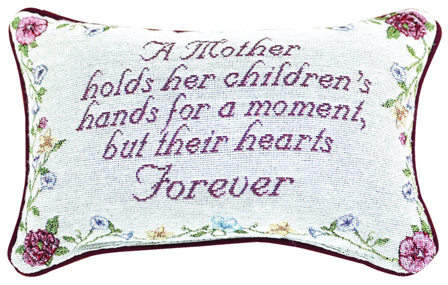 Manual 12.5 x 8.5-Inch Decorative Embroidered Word Pillow A Mother Holds Her Children