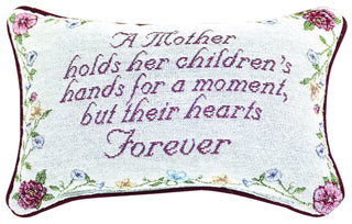 Manual 12.5 x 8.5-Inch Decorative Embroidered Word Pillow A Mother Holds Her Children