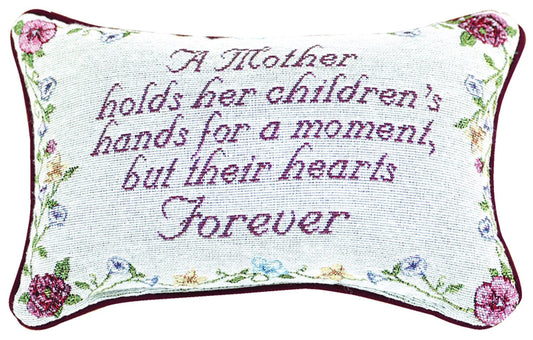 Manual 12.5 x 8.5-Inch Decorative Embroidered Word Pillow A Mother Holds Her Children