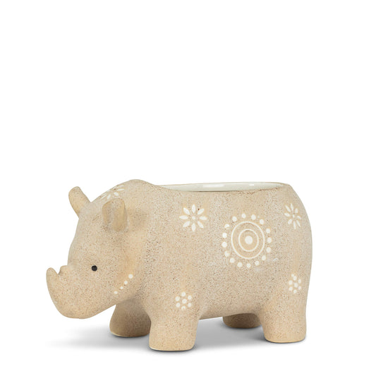 Abbott Collection 27-SAFARI-191 Rhino Shaped Planter, Beige