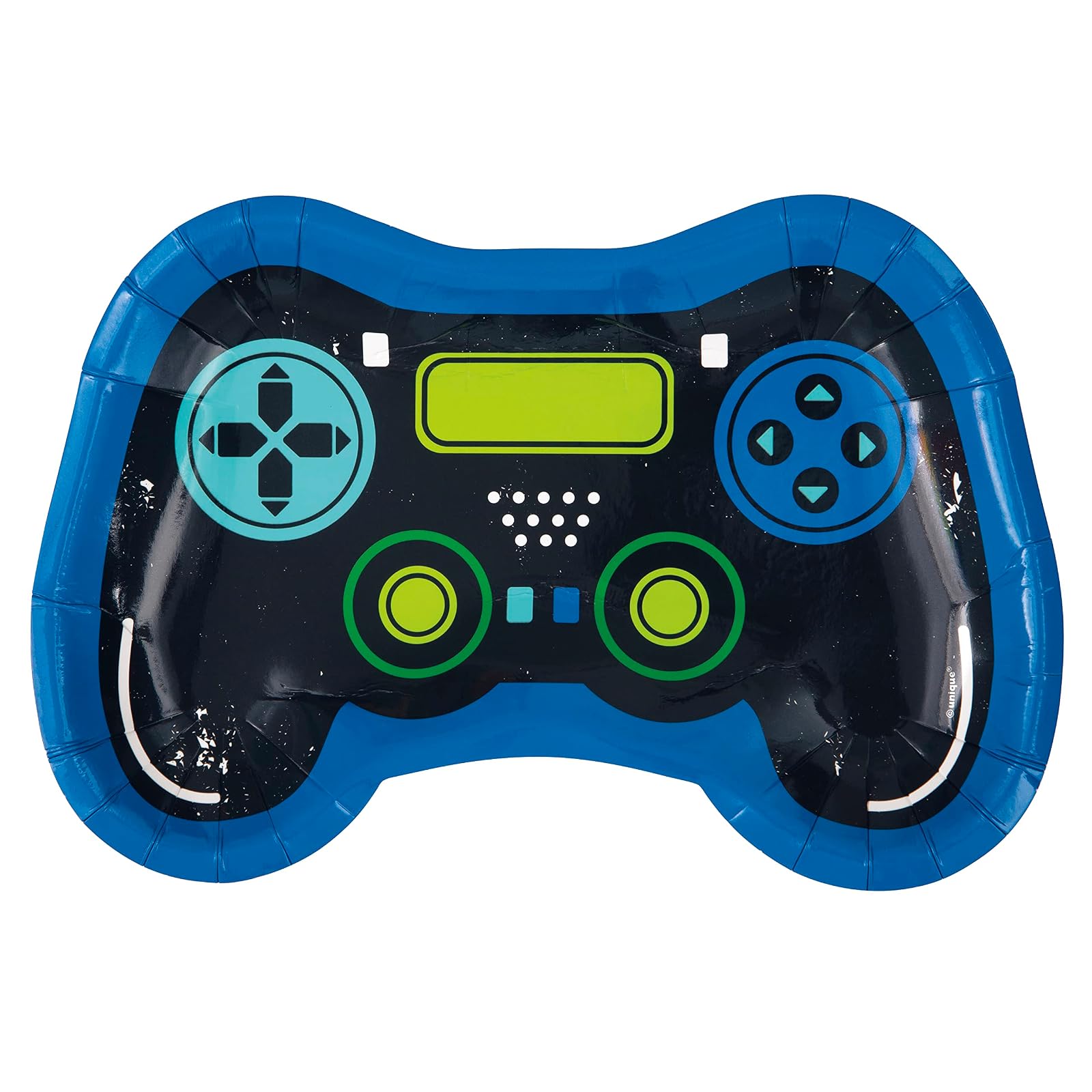 Unique Industries Unique 25217 Controller Shaped Paper Plates-23.5 cm-Gamer Birthday Party-8 Count (Pack of 1), Multicolour