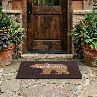 Larry Traverso Bear Welcome 100% Coir Doormat, 18 x 30 inches, Naturally Durable, PVC-Backing, Sustainable