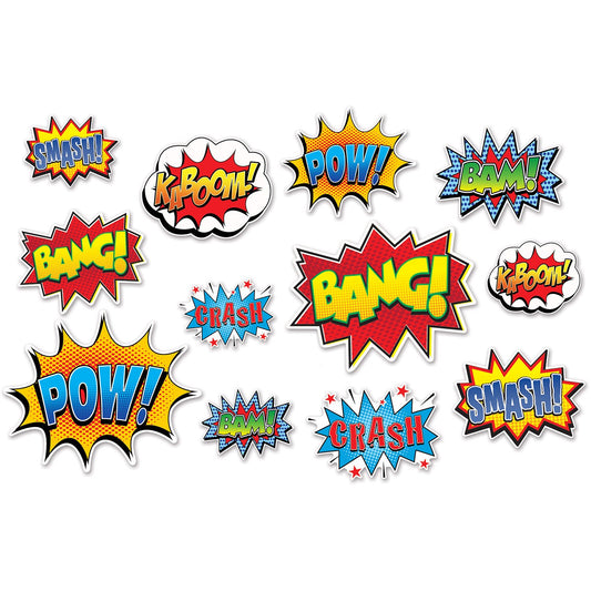 Beistle Hero Action Speech Bubble Cutouts - 12 Pcs.