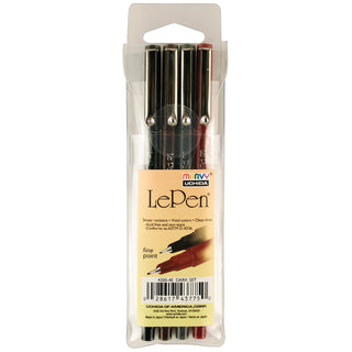 Uchida of America 4300-4E 4-Piece Le Pen Drawing Pen Set, 0.3 Point Size