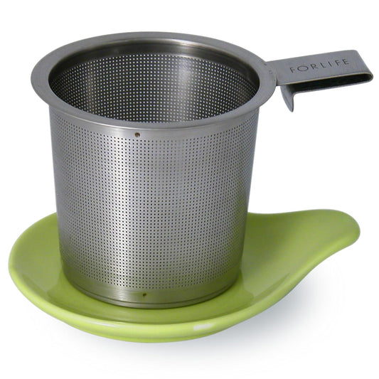 FORLIFE Hook Handle Tea Infuser and Dish Set, Lime