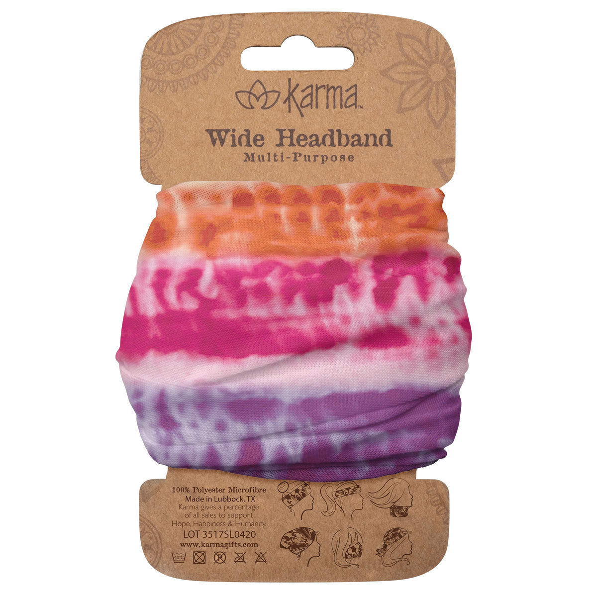 Karma Hairband, 1 Count (Pack of 1), Rainbow Tie Dye