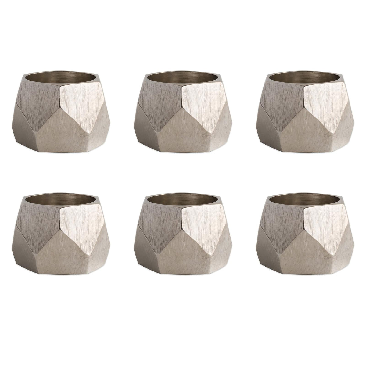 DII Napkin Ring, 6 Count, Triangle Band Silver