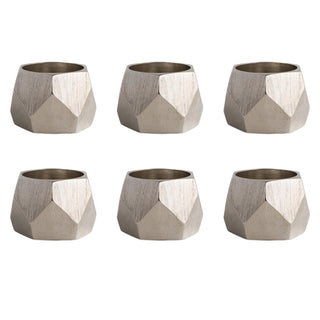 DII Napkin Ring, 6 Count, Triangle Band Silver