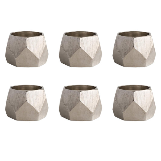 DII Napkin Ring, 6 Count, Triangle Band Silver