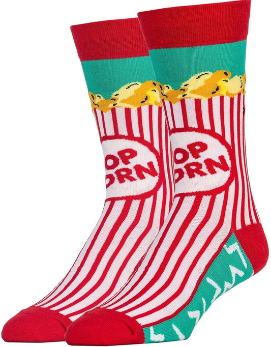 Oooh Yeah Socks Mens Cotton Crew Sock (Box O' Popcorn)