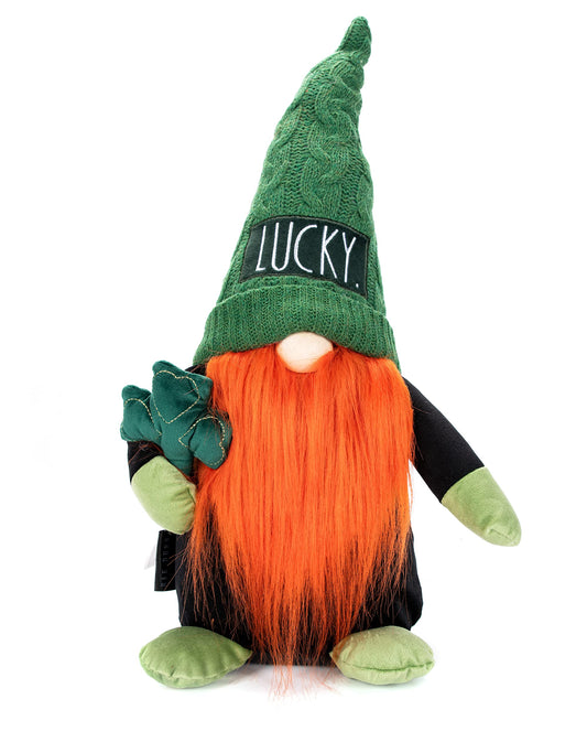 Rae Dunn St. Patrick's Gnome Lucky - 19 Inch Stuffed Plush Figurine Doll with Hat - Cute Ornaments and Holiday Decorations for Home Decor and Office