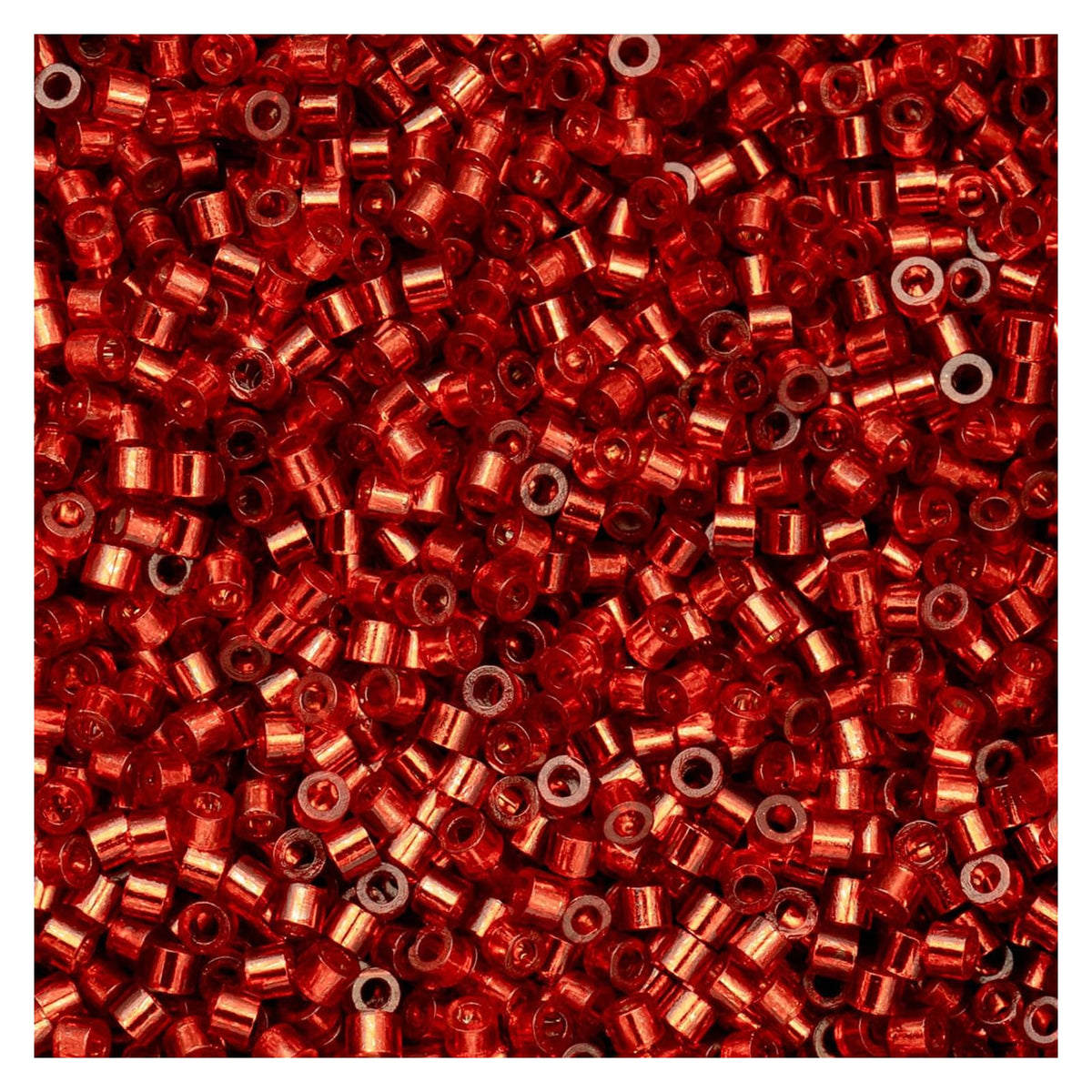 John Bead Craft Bead, Size 11, Ruby Red Silver Lined