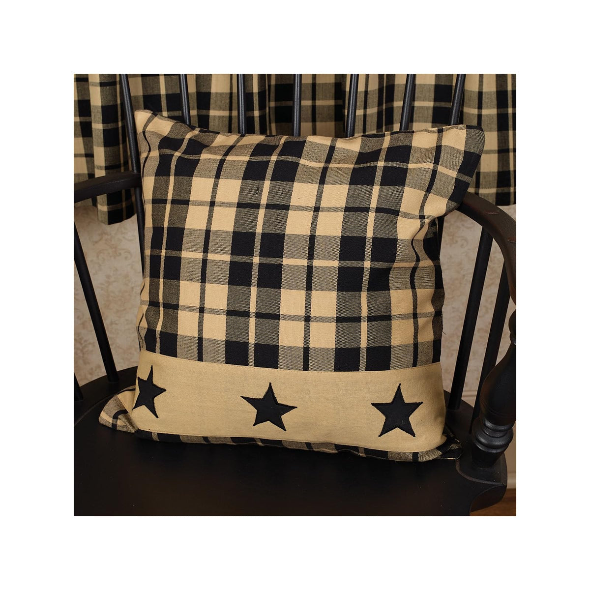 The Country House Pillow, 16" x 16", Black