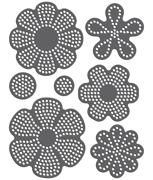 Rhinestone Genie Flowers 001 Magnetic Rhinestone Template, Black