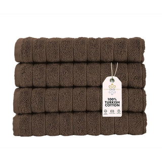 Classic Turkish Towels Towel, 4-Piece Hand Towel Set, Chocolate