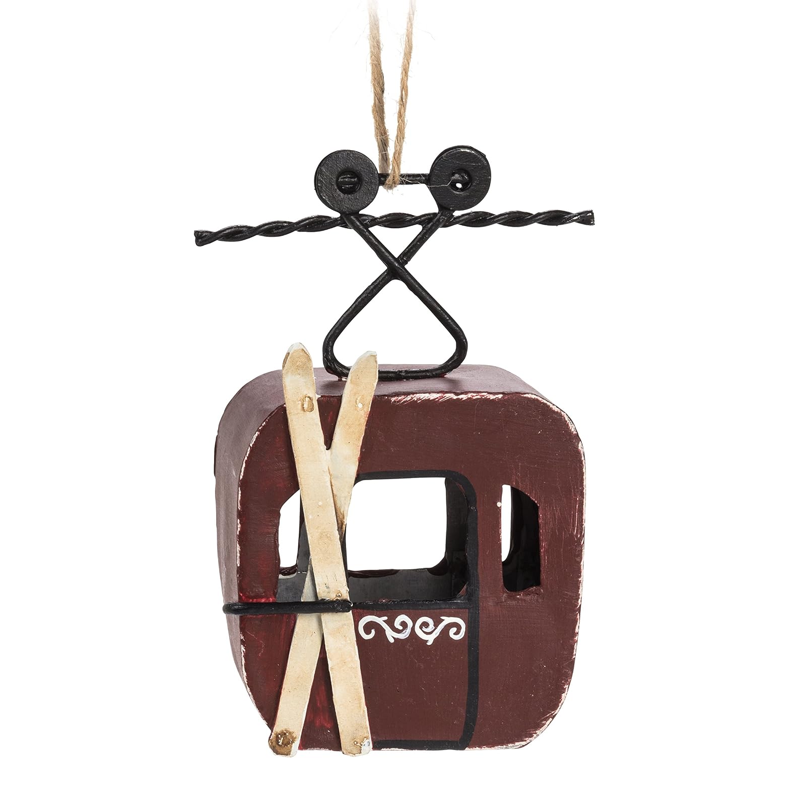 Abbott Collection  27-LODGE/6071 Red Cable Car Ornament-4.5" H, 4.5 inches H, Multi-Color