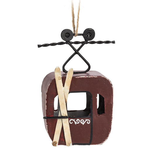 Abbott Collection  27-LODGE/6071 Red Cable Car Ornament-4.5" H, 4.5 inches H, Multi-Color