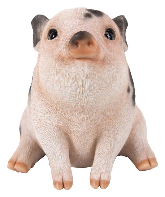 Hi-Line Gift 87685-A Chubby Piglet Sitting-Pink with Black Spots