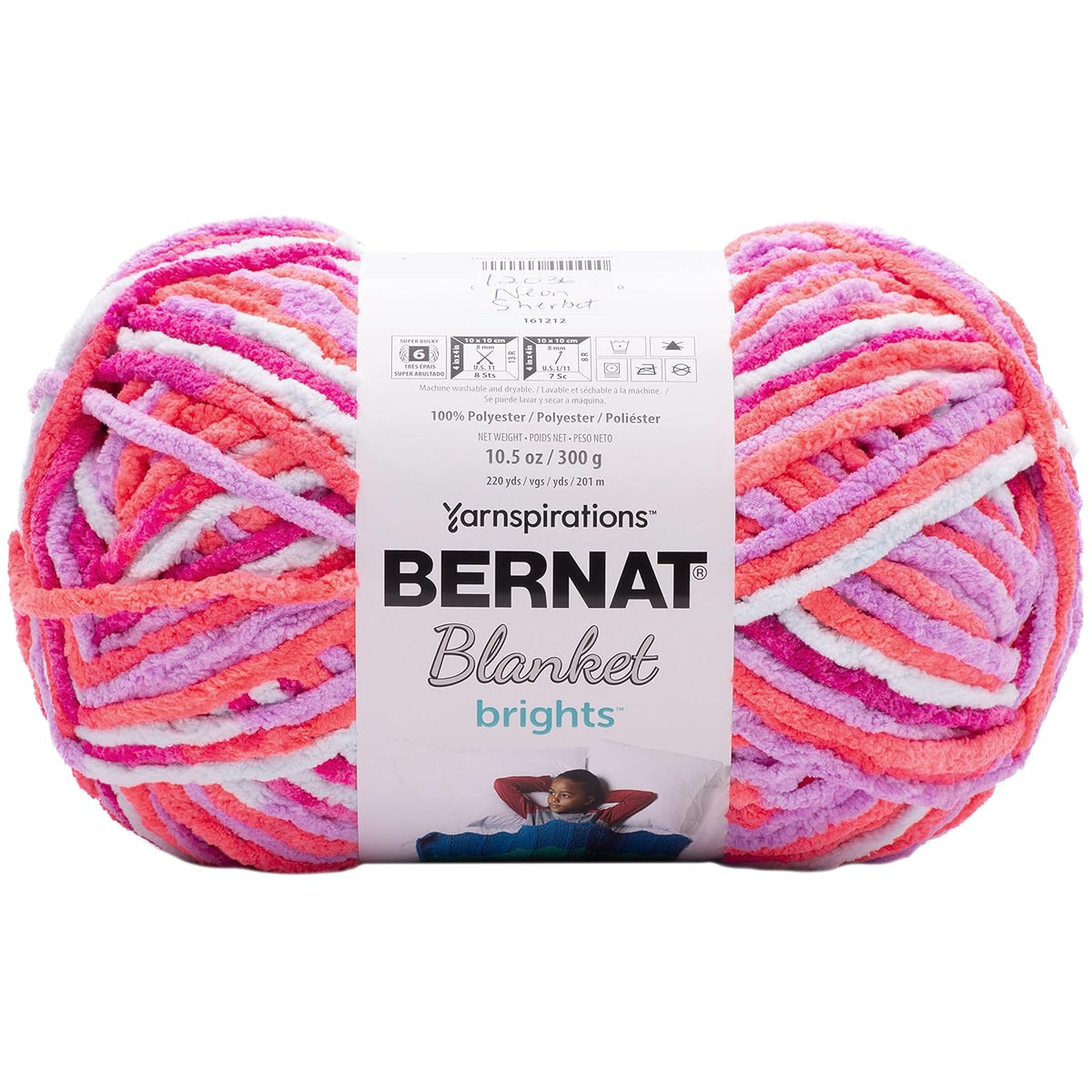 Bernat Yarn, 220 yards, Neon Sherbet