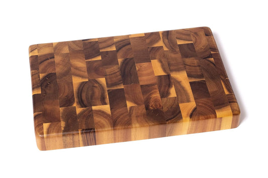 Lipper International Acacia End Grain Kitchen Chopping Block for Cutting or Serving, 12" x 8"