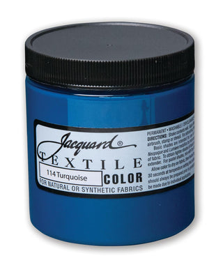 Jacquard Fabric Paint for Clothes - 8 Oz Textile Color Turquoise Leaves Fabric Soft - Permanent and Colorfast - Professional Quality Paints Made in USA - Holds up Exceptionally Well to Washing