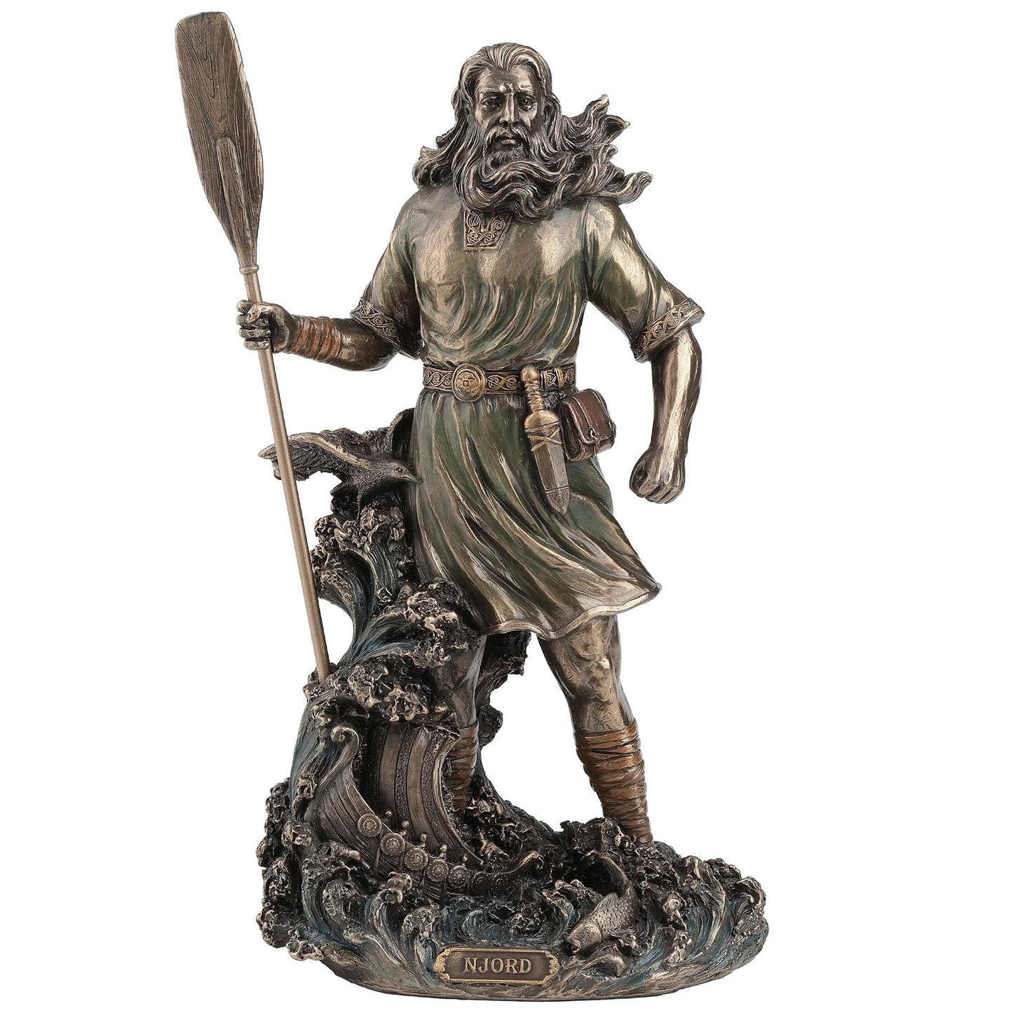 Veronese Design 10 3/8 Inch Tall Njord Norse God of The Wind and The Sea Viking Nordic Cold Cast Bronzed Resin Sculpture Figurine Home Decor Collectible
