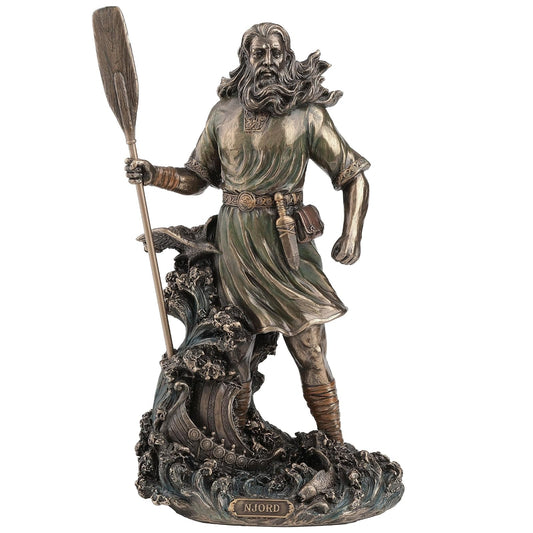 Veronese Design 10 3/8 Inch Tall Njord Norse God of The Wind and The Sea Viking Nordic Cold Cast Bronzed Resin Sculpture Figurine Home Decor Collectible