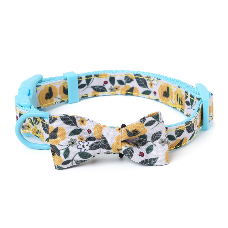 Mile High Life | Natural Wild Flower Collection | Soft Poly Cotton Fabric | Girl Dog Collars | Bowtie Collar (Bindweed, Medium 13&quot;-17&quot;)