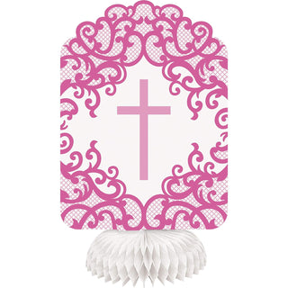 Unique Industries Fancy Cross Honeycomb Centerpiece Decorations I Pink I 3 Pcs.