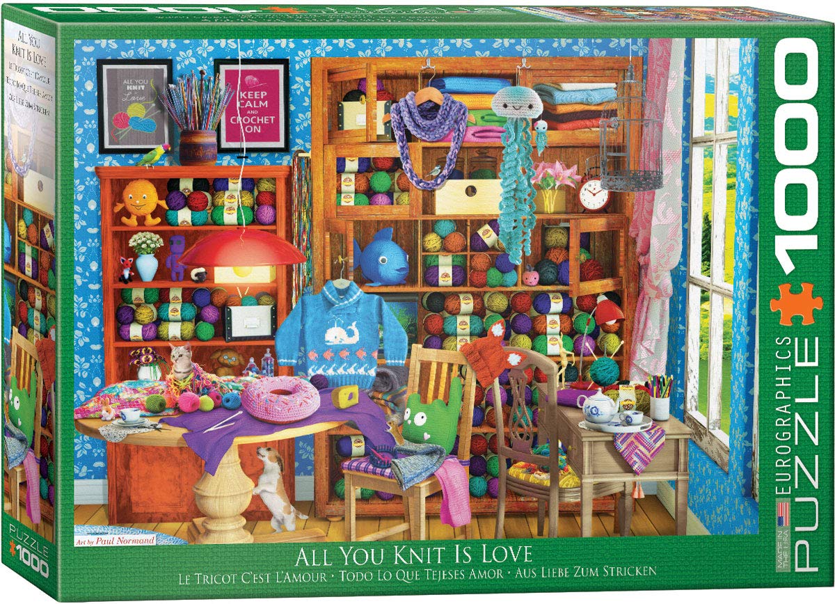 EuroGraphics 6000-5405 All You Knit is Love by Paul Normand 1000Piece Puzzle, Green