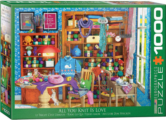 EuroGraphics 6000-5405 All You Knit is Love by Paul Normand 1000Piece Puzzle, Green