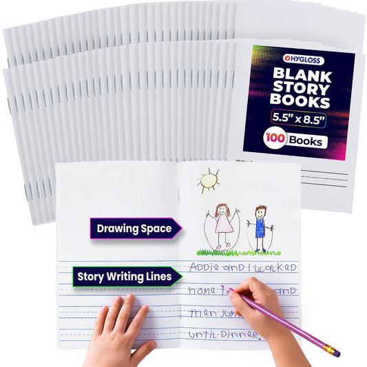 Hygloss Blank Book, White, 100 Books
