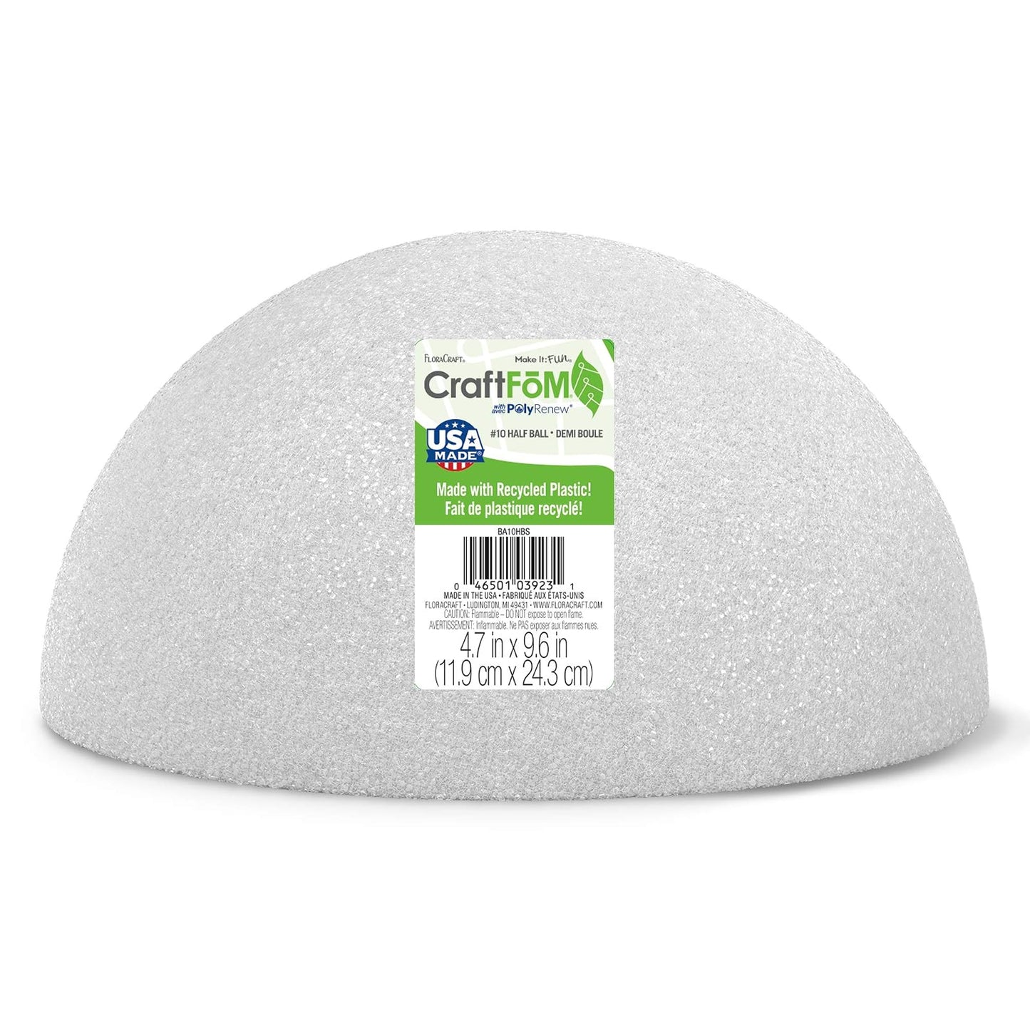 FloraCraft CraftFM Half Ball 4.7 Inch x 9.6 Inch White