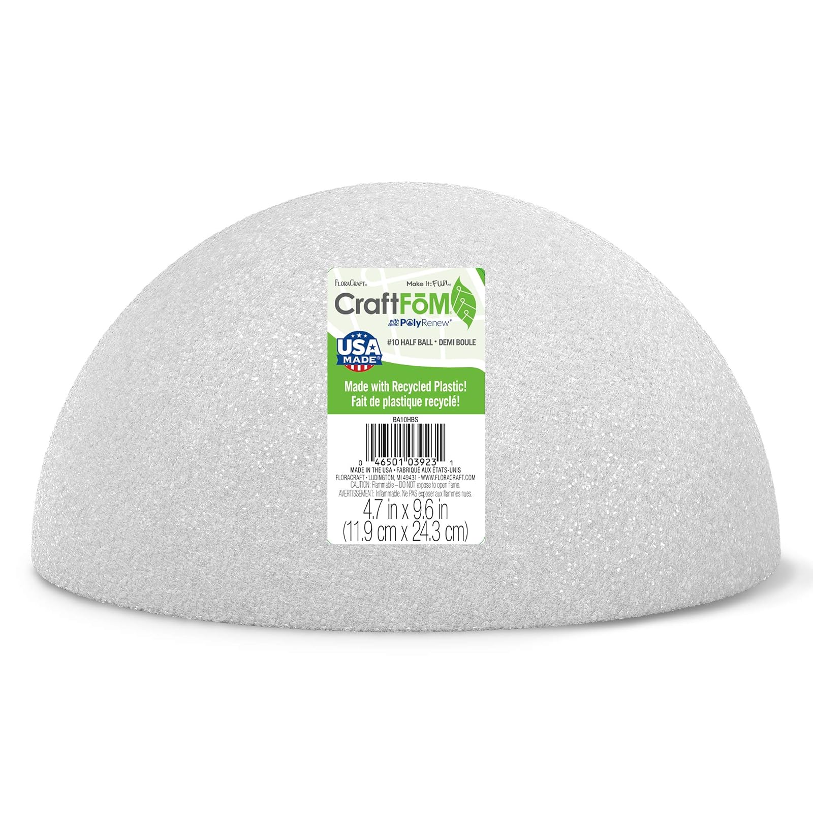 FloraCraft CraftFM Half Ball 4.7 Inch x 9.6 Inch White