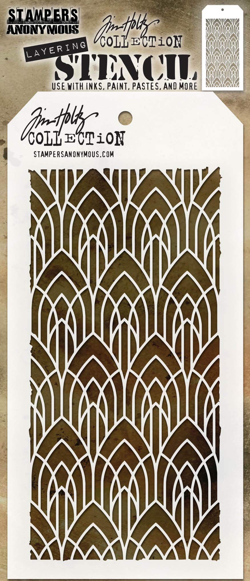 Stampers Anonymous Template Stencil, 4.125 x 8.5 inches, Deco Arch -Layered