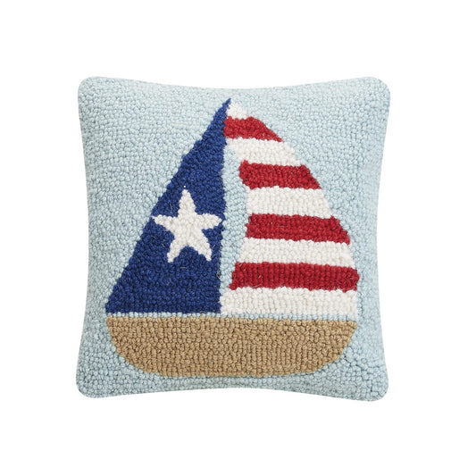 Peking Handicraft Pillow, 10 inches, Red, White, Blue